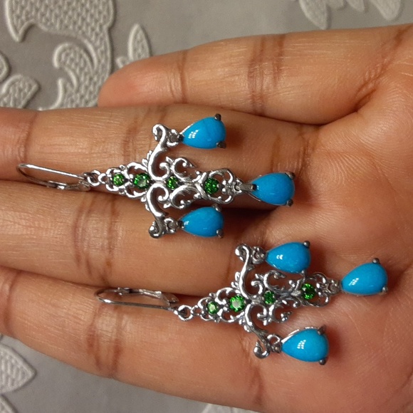 CLOSEOUT, 925 Sleeping Beauty Turquoise & Russian Diopside. FIRM. - Picture 6 of 9